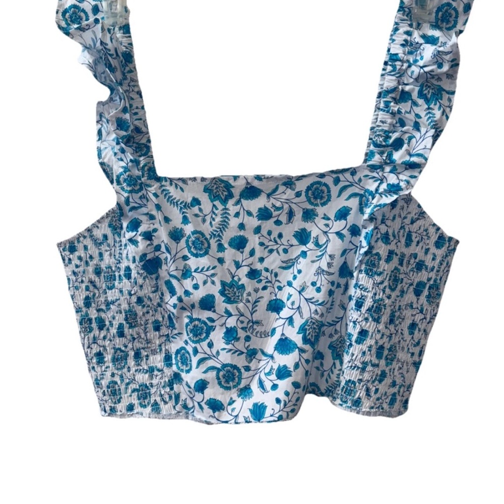 Draper James Blue White Top Floral Ruffle Summer size XXL